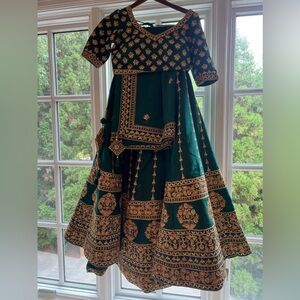 Green and Gold Lehenga Indian